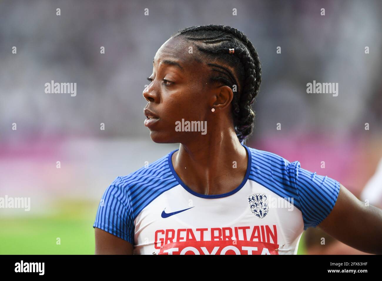 Lorraine Ugen (Gran Bretagna). Donne di salto lungo, finale. Campionato del mondo di atletica IAAF. Londra 2017 Foto Stock