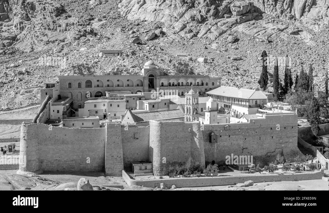 Monastero di Santa Caterina. Monastero greco-ortodosso. Sinai. Egypt.fotografia in bianco e nero. Foto Stock