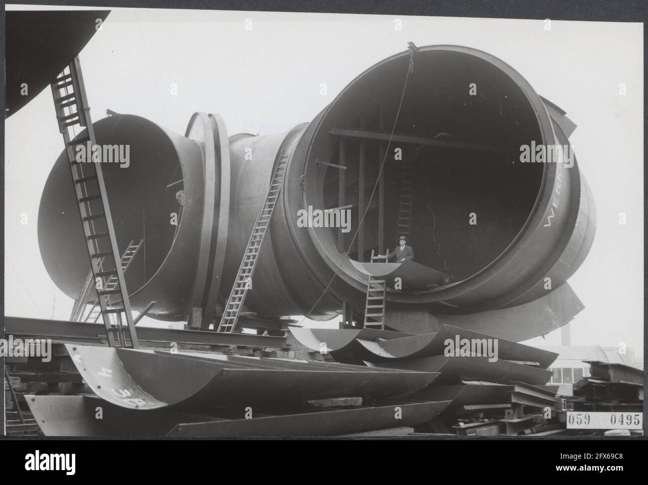 Costruzione della galleria del vento, 19 novembre 1956, aviazione, macchine, Gallerie, Paesi Bassi, foto agenzia stampa del XX secolo, notizie da ricordare, documentario, fotografia storica 1945-1990, storie visive, Storia umana del XX secolo, che cattura momenti nel tempo Foto Stock