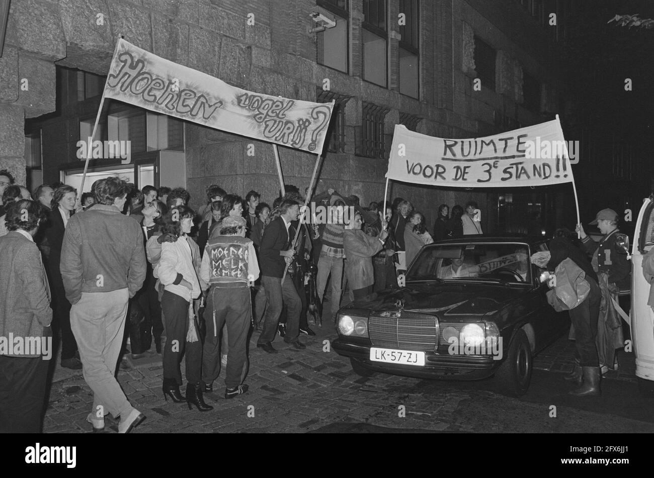 Hookers e simpatizzanti manifestano contro la politica comunale in materia di eroina e prostituzione di strada, 5 agosto 1985, dimostrazioni, eroina, I Paesi Bassi, foto agenzia stampa del XX secolo, notizie da ricordare, documentario, fotografia storica 1945-1990, storie visive, Storia umana del XX secolo, che cattura momenti nel tempo Foto Stock