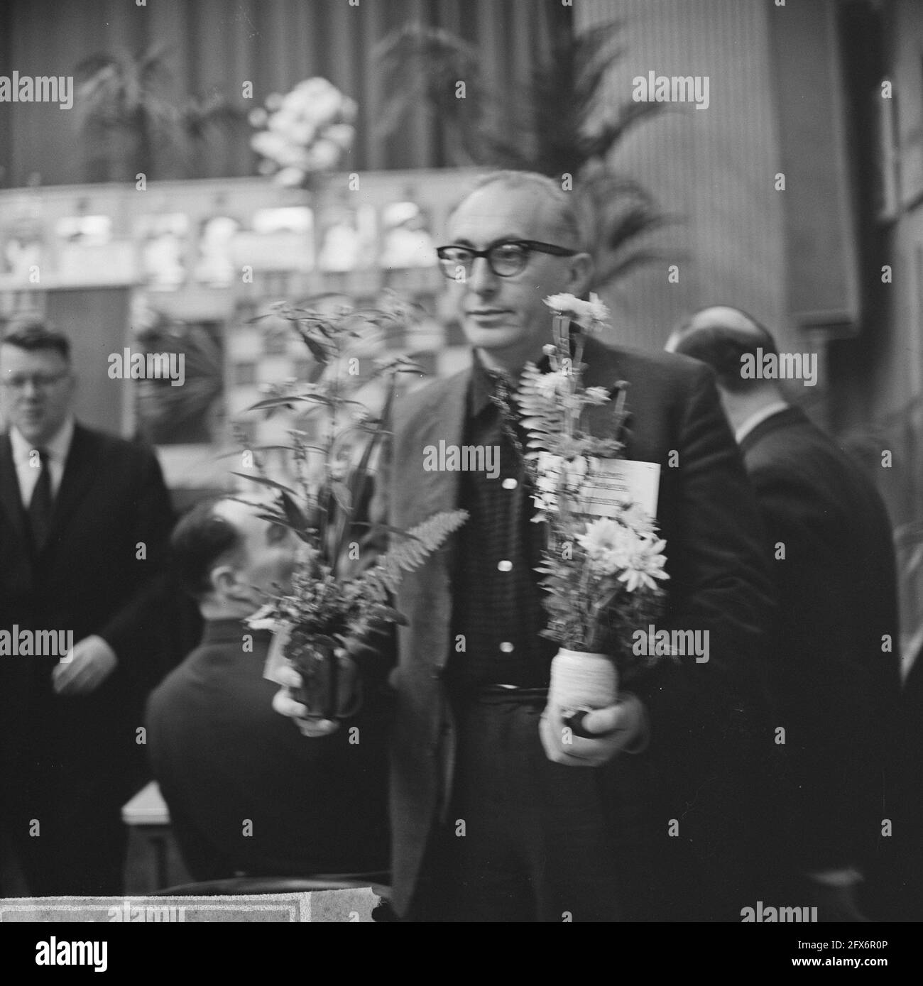 Torneo di scacchi dell'altoforno. Pilnik, 8 gennaio 1963, Paesi Bassi, foto agenzia stampa del XX secolo, notizie da ricordare, documentario, fotografia storica 1945-1990, storie visive, Storia umana del XX secolo, che cattura momenti nel tempo Foto Stock