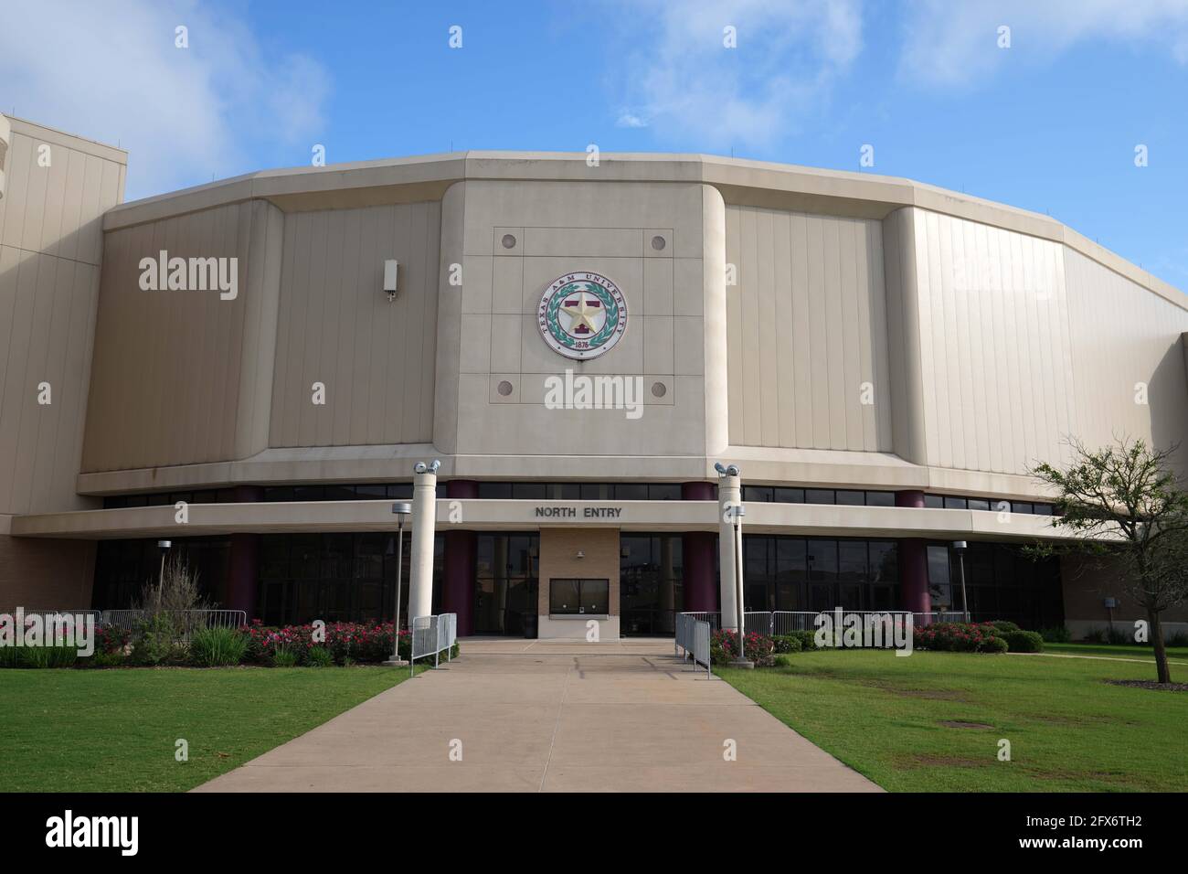 Una vista generale dell'entrata Nord a Reed Arena, martedì 25 maggio 2021, nella College Station, L'arena è la sede del Texas A&M Aggies Basketb Foto Stock