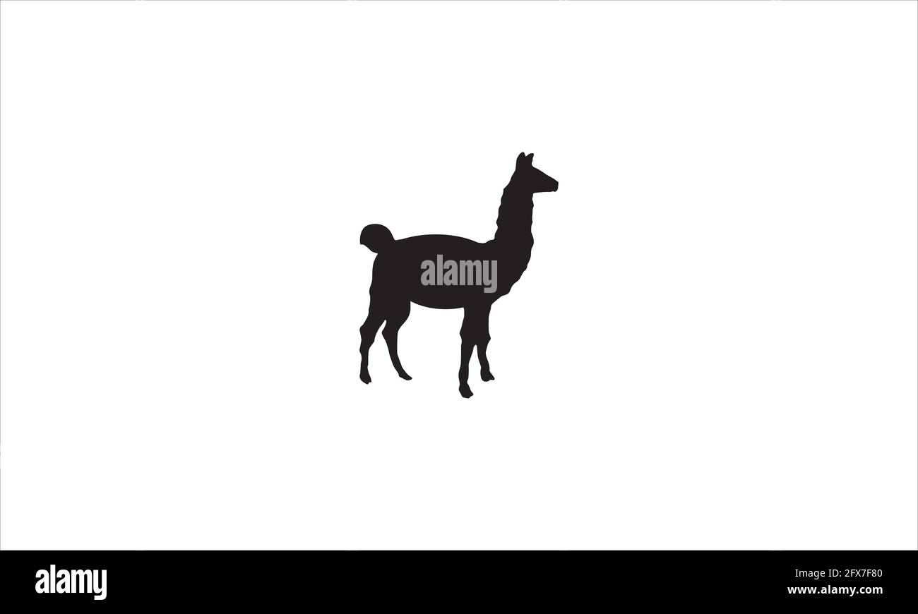 Alpaca lama animale logo icona design silhouette illustrazione vettore Illustrazione Vettoriale