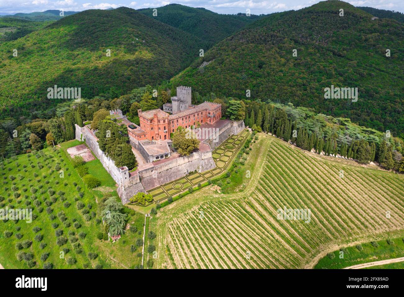 Il Chianti, il Castello di Brolio, il Castello di Volpaia, Ricasoli vigneto, in provincia di Siena, Toscana, Italia Foto Stock