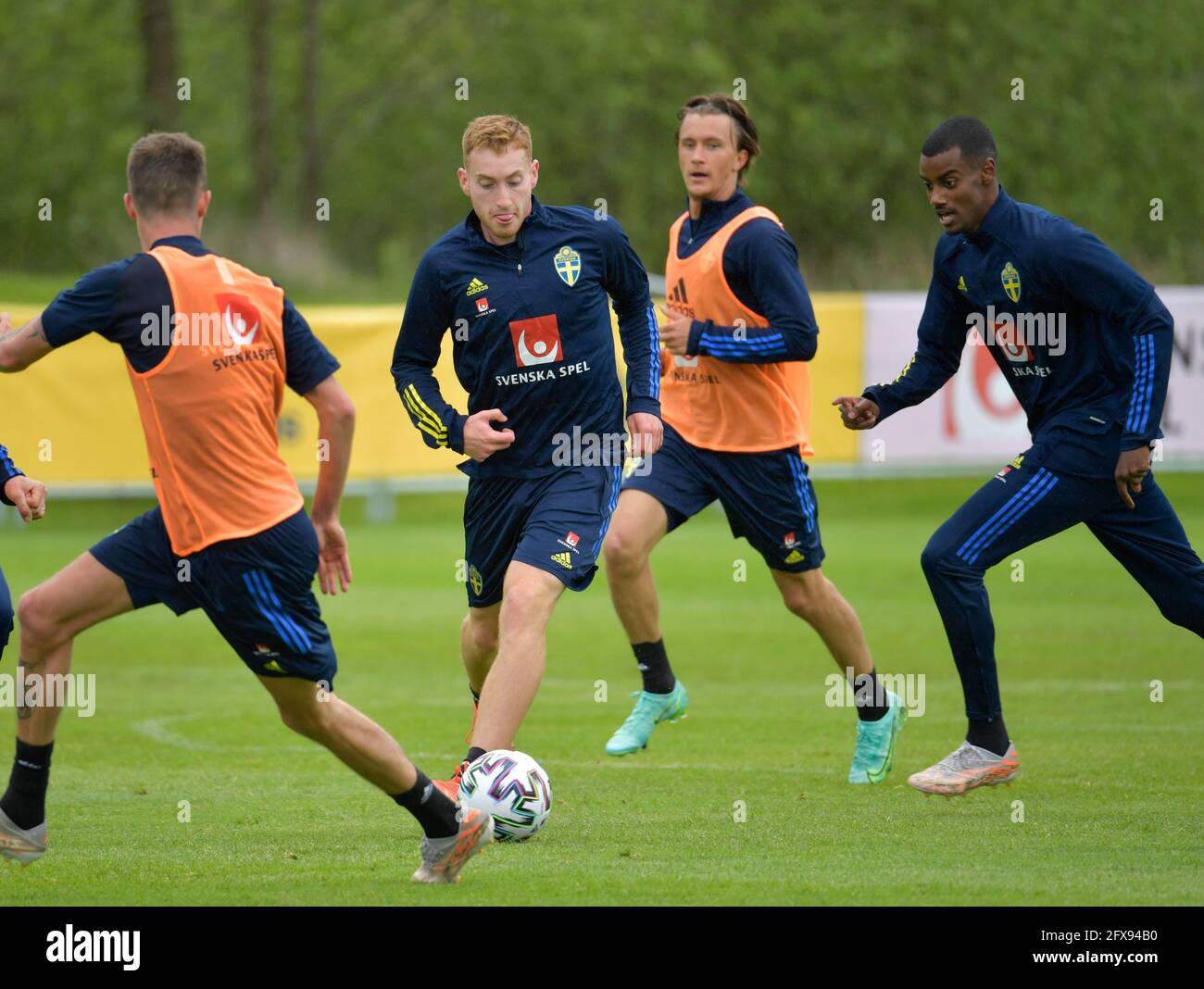 BASTAD 20210525 Swedens Dejan Kulusevski in azione mercoledì 26 maggio 2021 sessione di allenamento alla squadra nazionale di calcio di Bastad prima dei campionati europei. Foto: Anders Wiklund / TT / kod 10040 Foto Stock