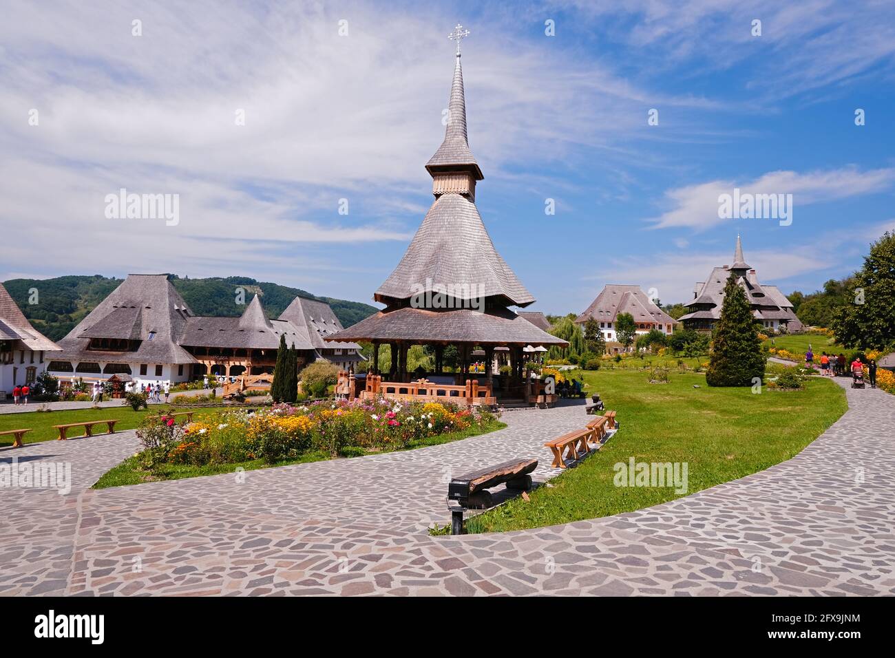 Famoso monastero di Barsana nella contea di Maramures, Romania Foto Stock