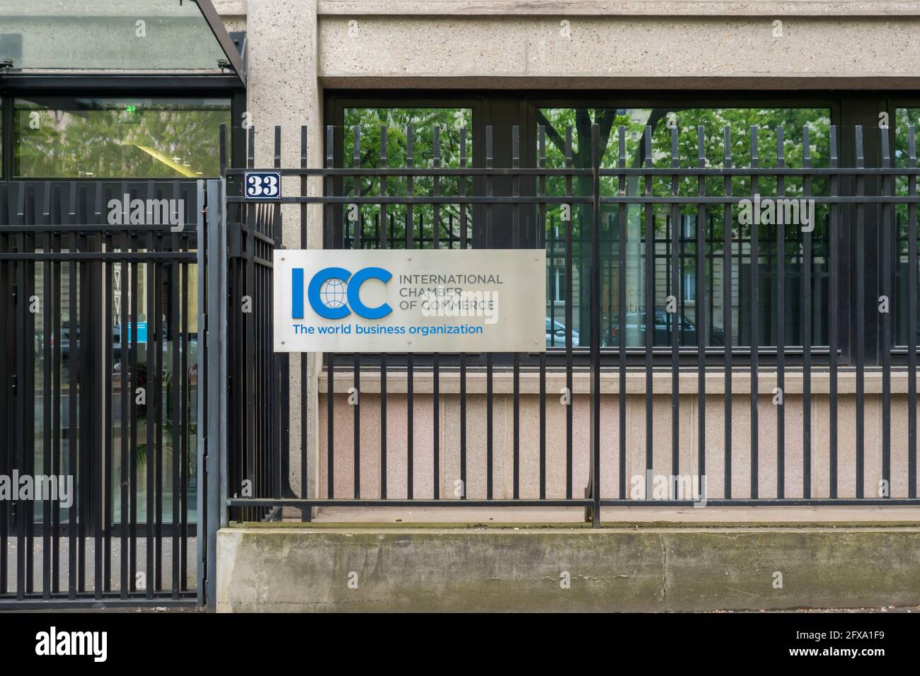 ICC Camera di Commercio Internazionale Front Store facciata del Negozio francese con Logo Signage a le lude, Francia 20.5.2021 ICC Camera Internazionale di co Foto Stock