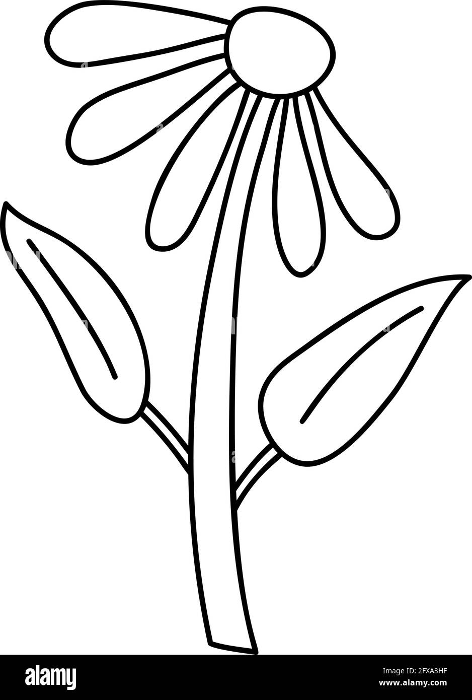 Fiore di primavera stilizzato vettoriale con monolina. Elemento grafico dell'illustrazione scandinava. Immagine floreale estate decorativa per il saluto Valentine Card o. Illustrazione Vettoriale