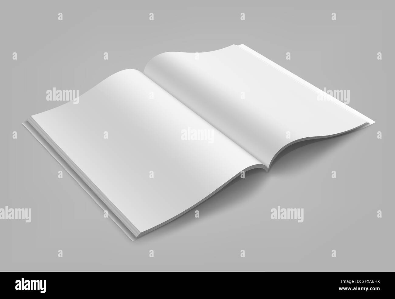 Blank magazine, album o mokup libro mock up isolato su sfondo grigio Illustrazione Vettoriale