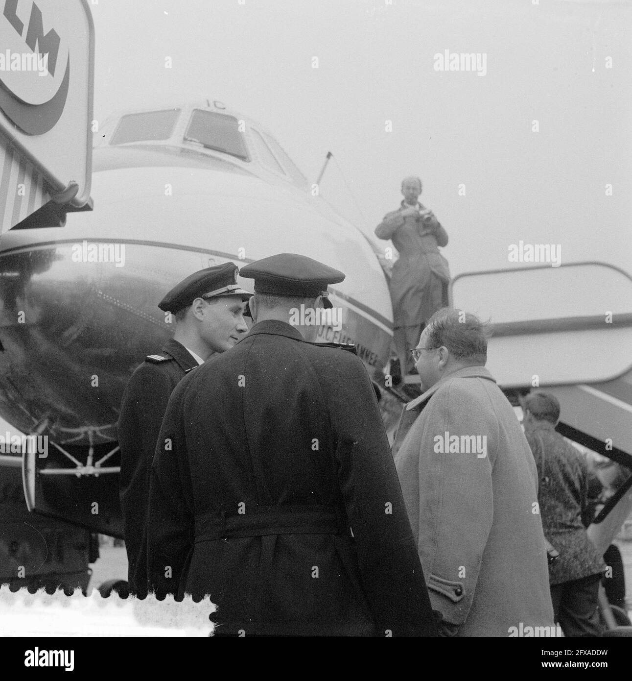 Doping KLM Aircraft Ellehammer a Copenaghen, 11 settembre 1957, battesimi, Paesi Bassi, foto agenzia stampa del xx secolo, notizie da ricordare, documentario, fotografia storica 1945-1990, storie visive, Storia umana del XX secolo, che cattura momenti nel tempo Foto Stock