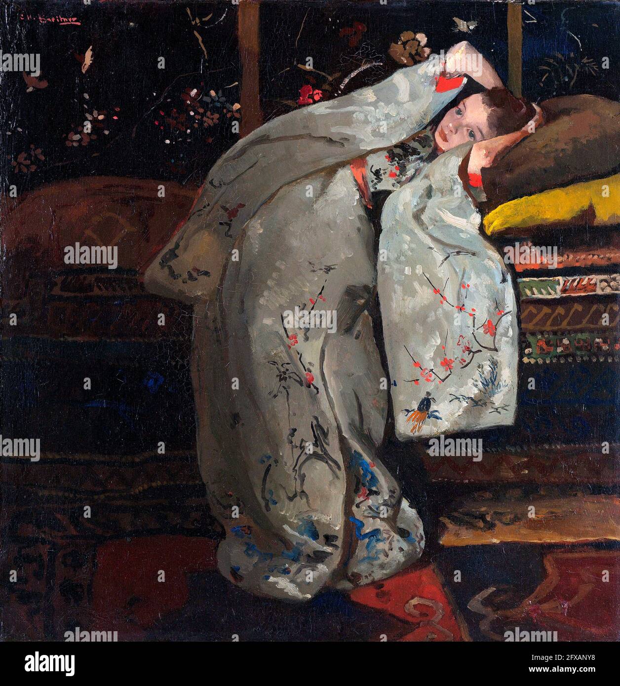 George Hendrik Breitner. Dipinto intitolato 'Girl in a White Kimono' dell'artista olandese George Hendrik Breitner (1857-1923), olio su tela, 1894 Foto Stock