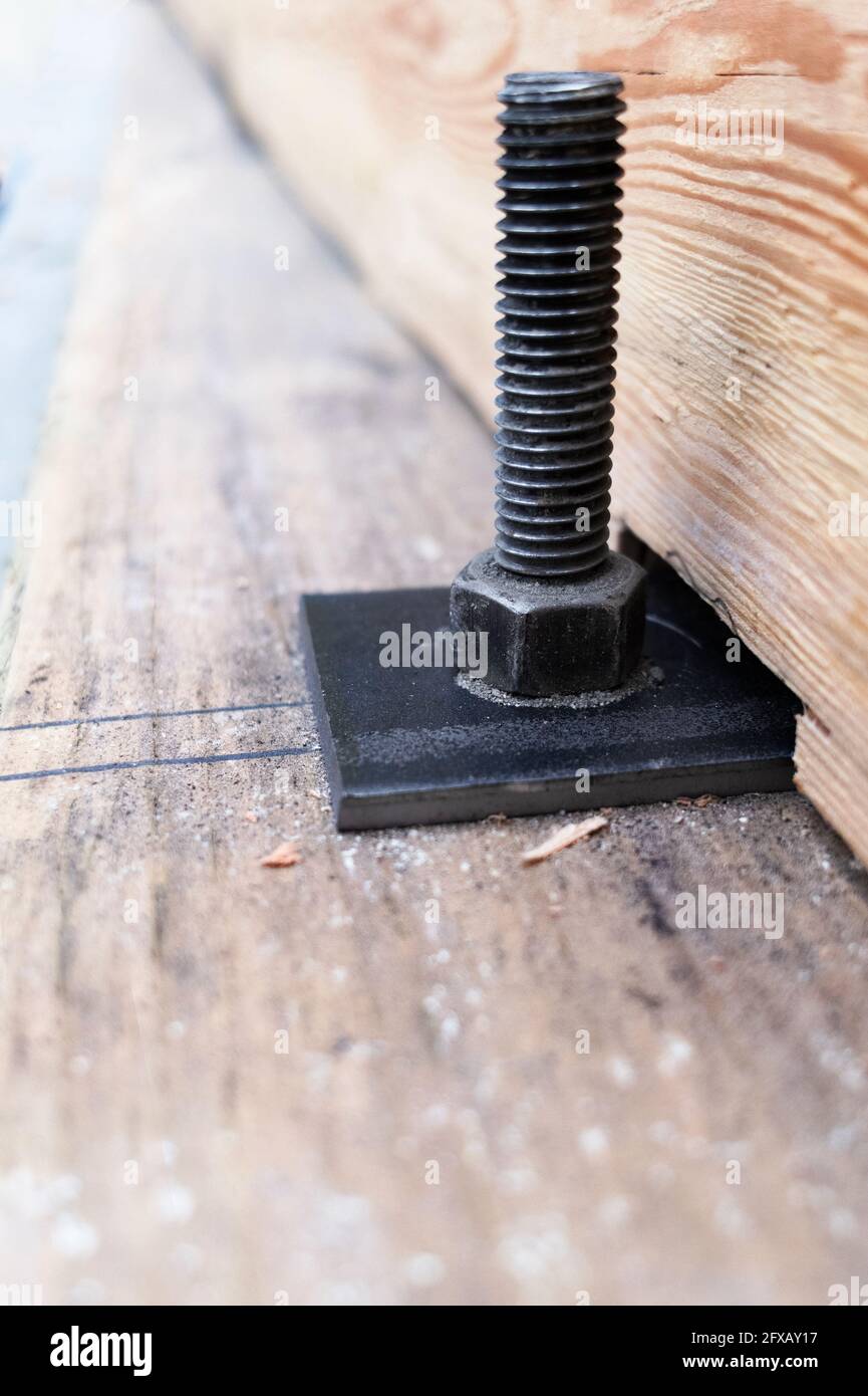 Dispositivo di fissaggio del bullone del telaio per costruzioni Foto Stock