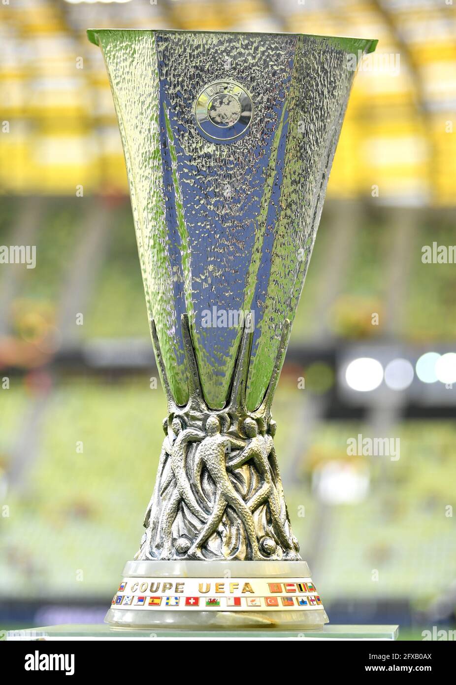 Una visione generale del trofeo UEFA Europa League prima della finale della UEFA Europa League, allo stadio di Danzica, Polonia. Data immagine: Mercoledì 26 maggio 2021. Foto Stock