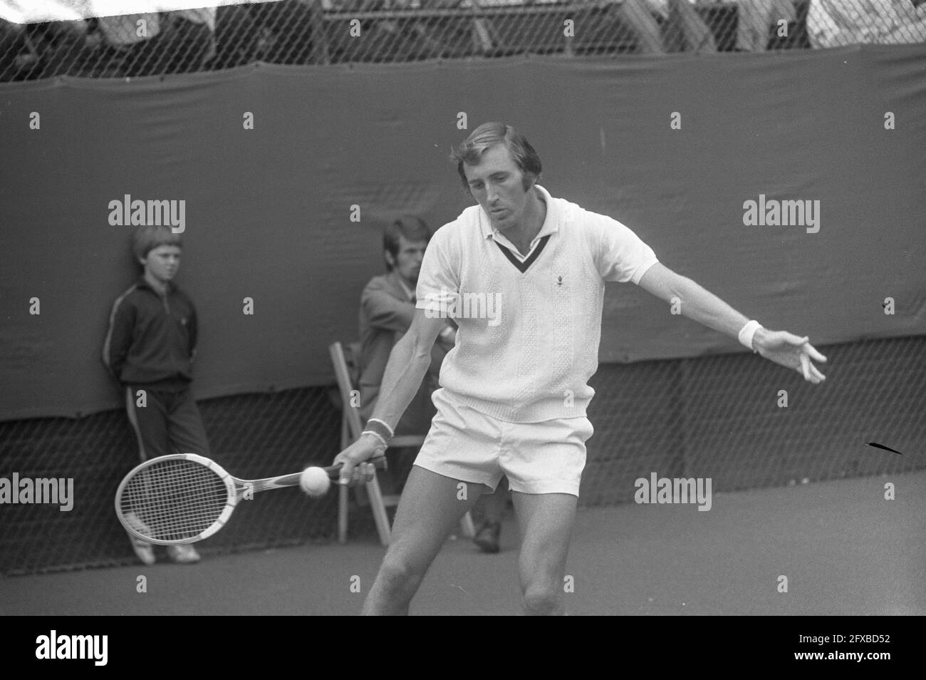 Campionati internazionali di tennis a Hilversum. Geza Varga, 28 luglio 1972, tennis, Paesi Bassi, foto agenzia stampa del XX secolo, notizie da ricordare, documentario, fotografia storica 1945-1990, storie visive, Storia umana del XX secolo, che cattura momenti nel tempo Foto Stock