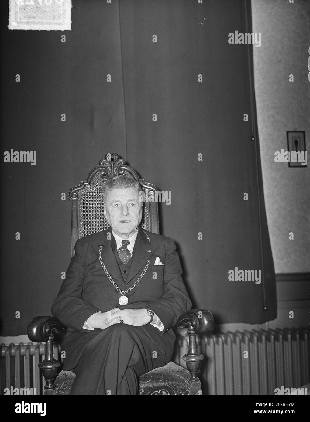 J. Blecker/sindaco di Dordt 37 1/2 anni e 15 anni sindaco, 1949 dicembre 12 1/2, BURGEMEESTERS, Paesi Bassi, foto agenzia stampa del xx secolo, notizie da ricordare, documentario, fotografia storica 1945-1990, storie visive, Storia umana del XX secolo, che cattura momenti nel tempo Foto Stock
