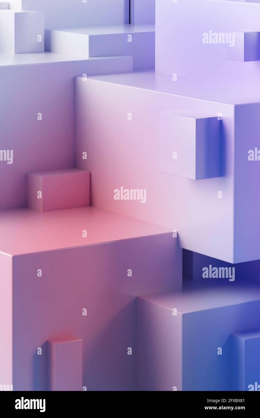 Rappresentazione tridimensionale di blocchi viola Foto Stock