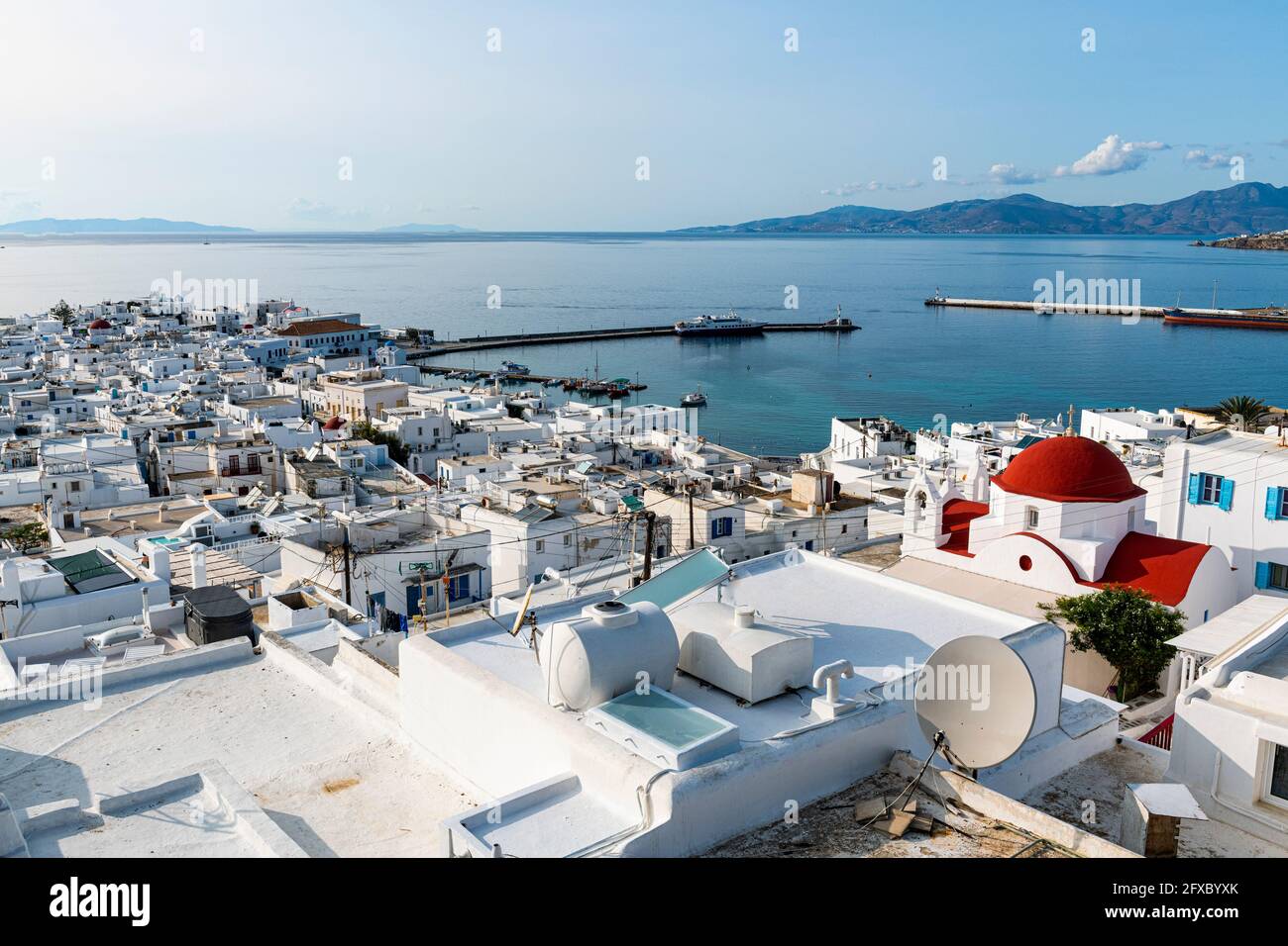Grecia, Sud Egeo, Horta, Â White-washedÂ case della città costiera Foto Stock