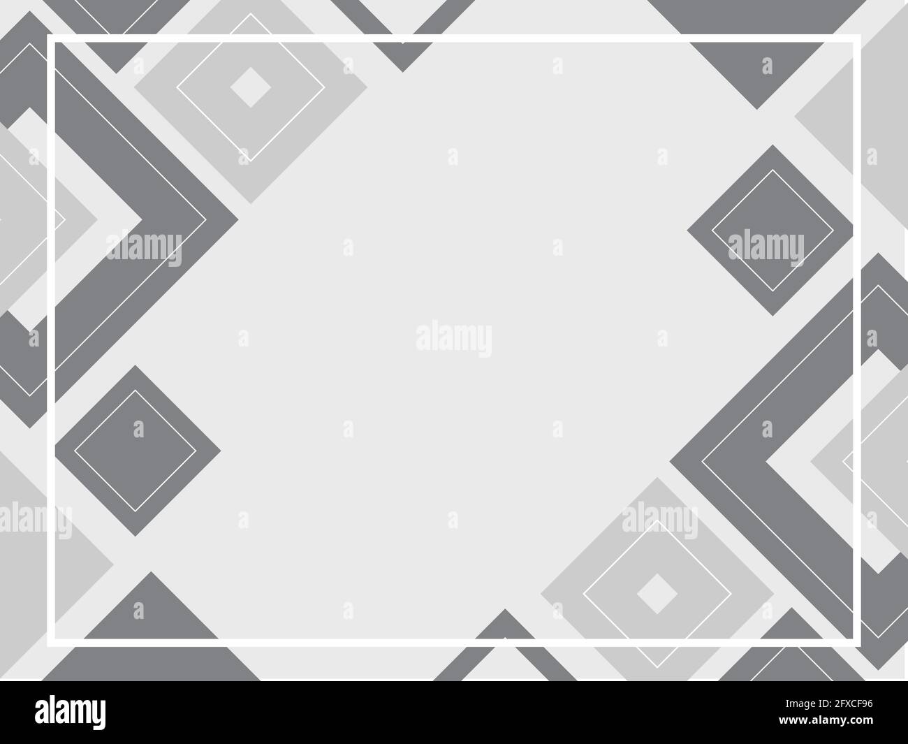 Forme triangolari e quadrate con spazio di copia, motivo grigio astratto di sfondo geometrico, modello a mosaico, disegno banner, colori bianco e nero, moderno Illustrazione Vettoriale