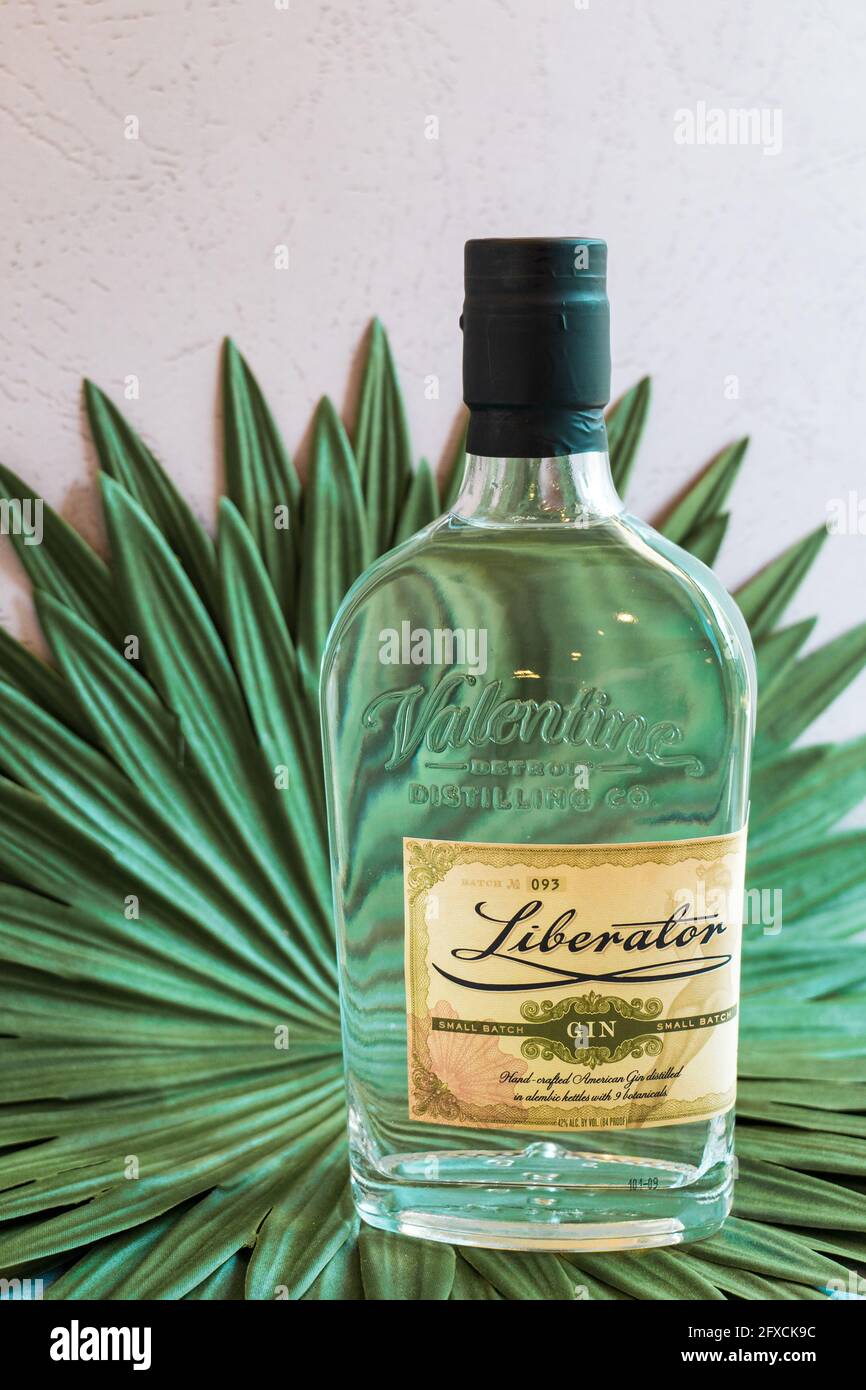 Flourtown, PA - 20 maggio 2021: Liberator Gin di Valentine Distilling, una piccola distilleria artigianale con sede a Detroit, MI, è stata nominata "Best American Gi Foto Stock