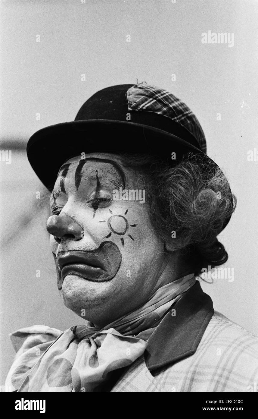 Pipo The Clown (Cor Witschge), 5 novembre 1963, attori, clown, Ritratti, Paesi Bassi, foto agenzia stampa del XX secolo, notizie da ricordare, documentario, fotografia storica 1945-1990, storie visive, Storia umana del XX secolo, che cattura momenti nel tempo Foto Stock