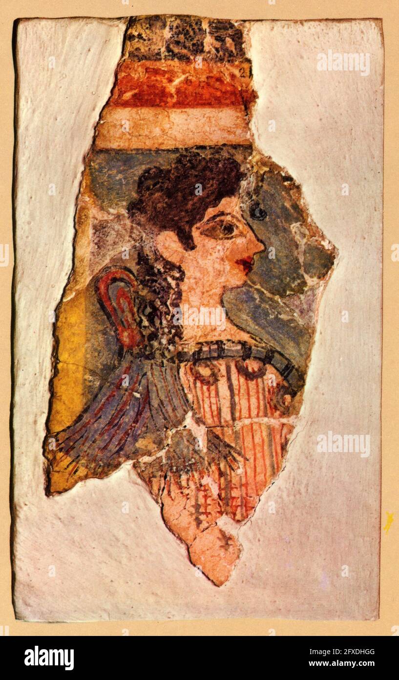 Museo di Heraklion. La parisienne. Fresco. Da Knossos. 1500-1450 A.C. Foto Stock