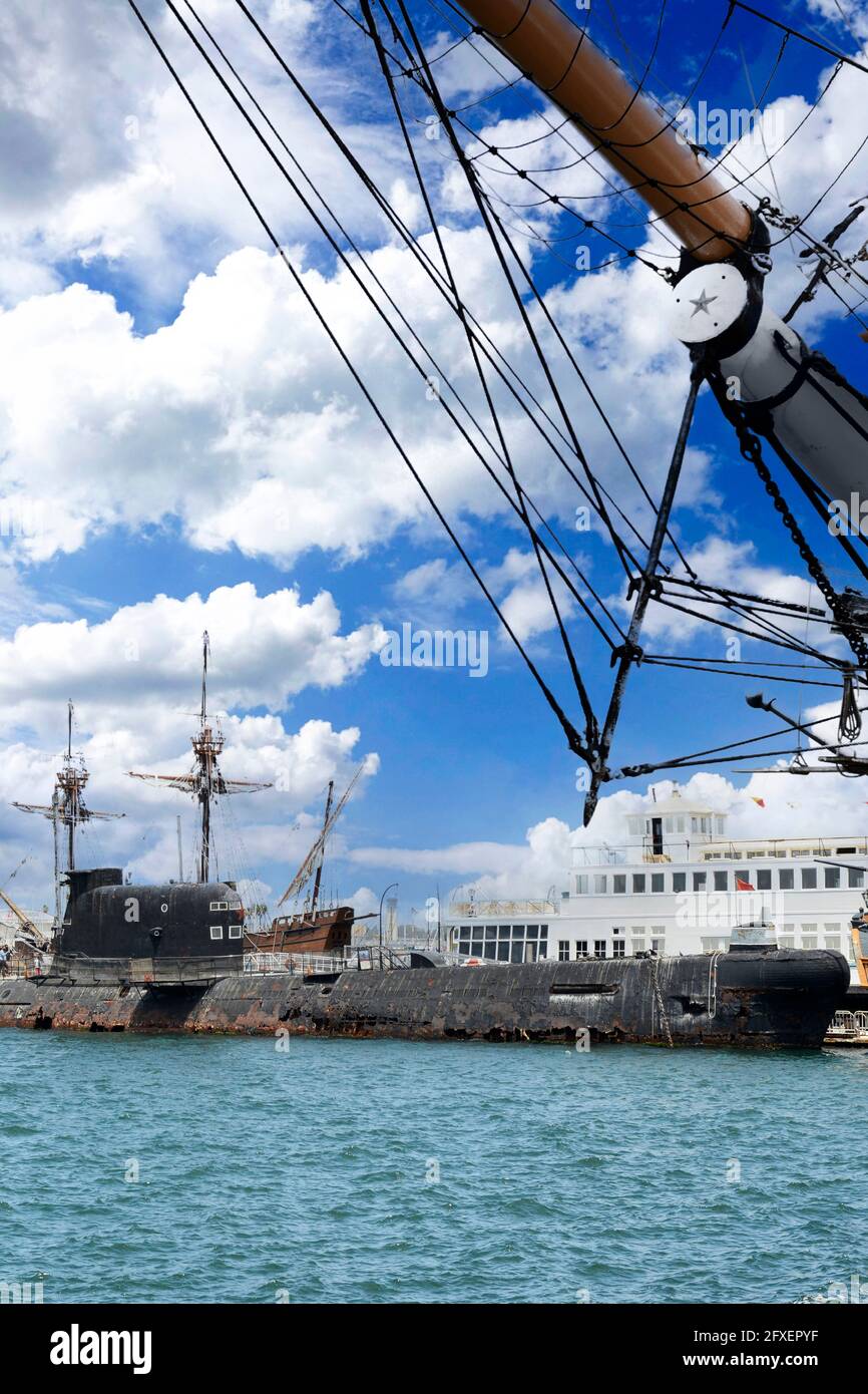 Soviet B-39 1970 sottomarino al Museo Marittimo sul Lungomare di San Diego, California Foto Stock