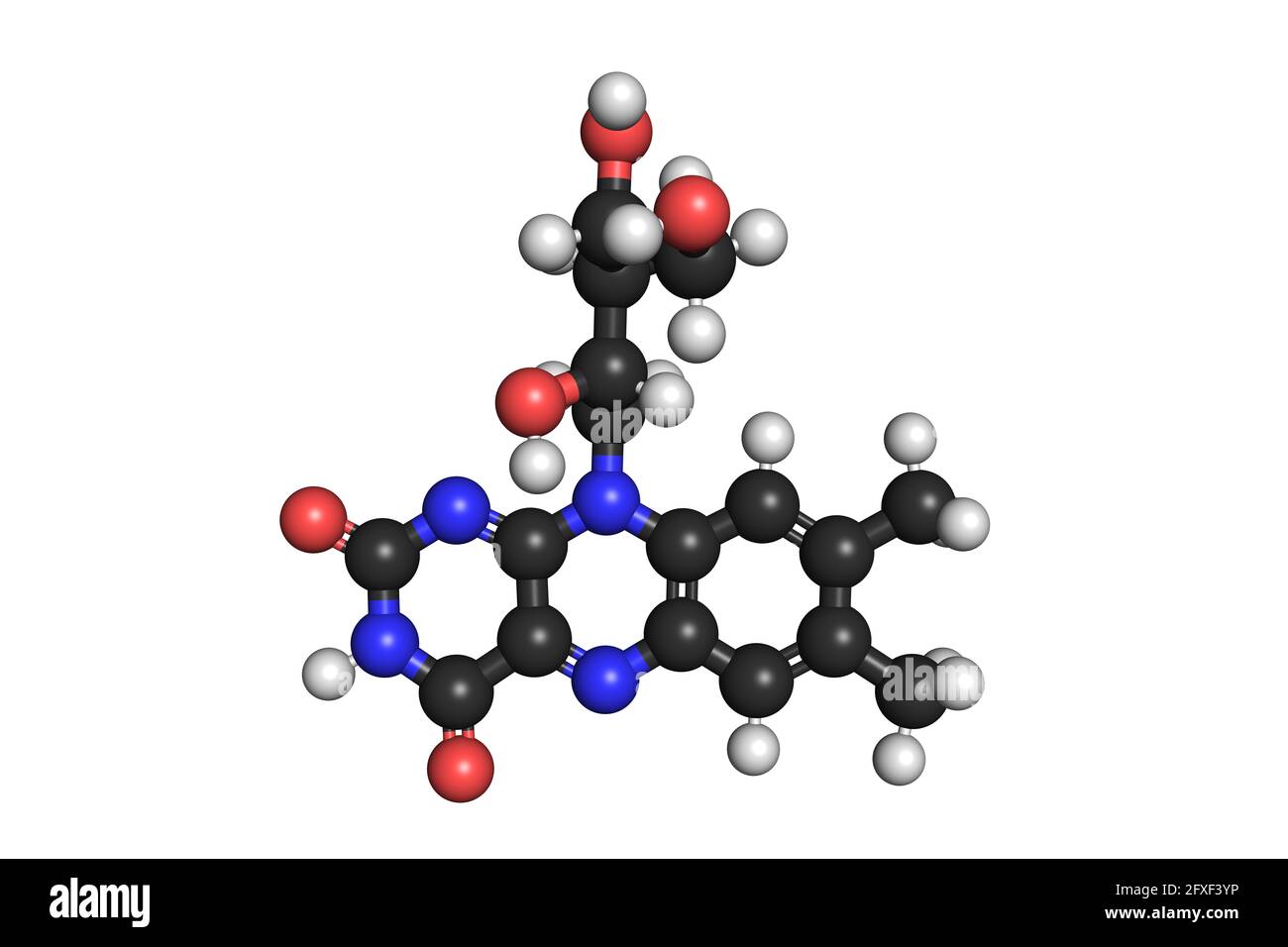 Vitamina B2 Riboflavina supplemento molecola 3D rendere struttura chimica Foto Stock