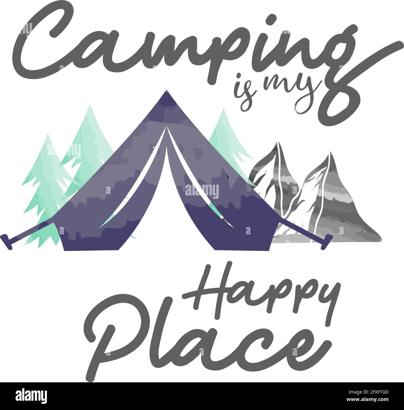 Il campeggio è la mia tipografia scritta felice del posto Illustrazione Vettoriale