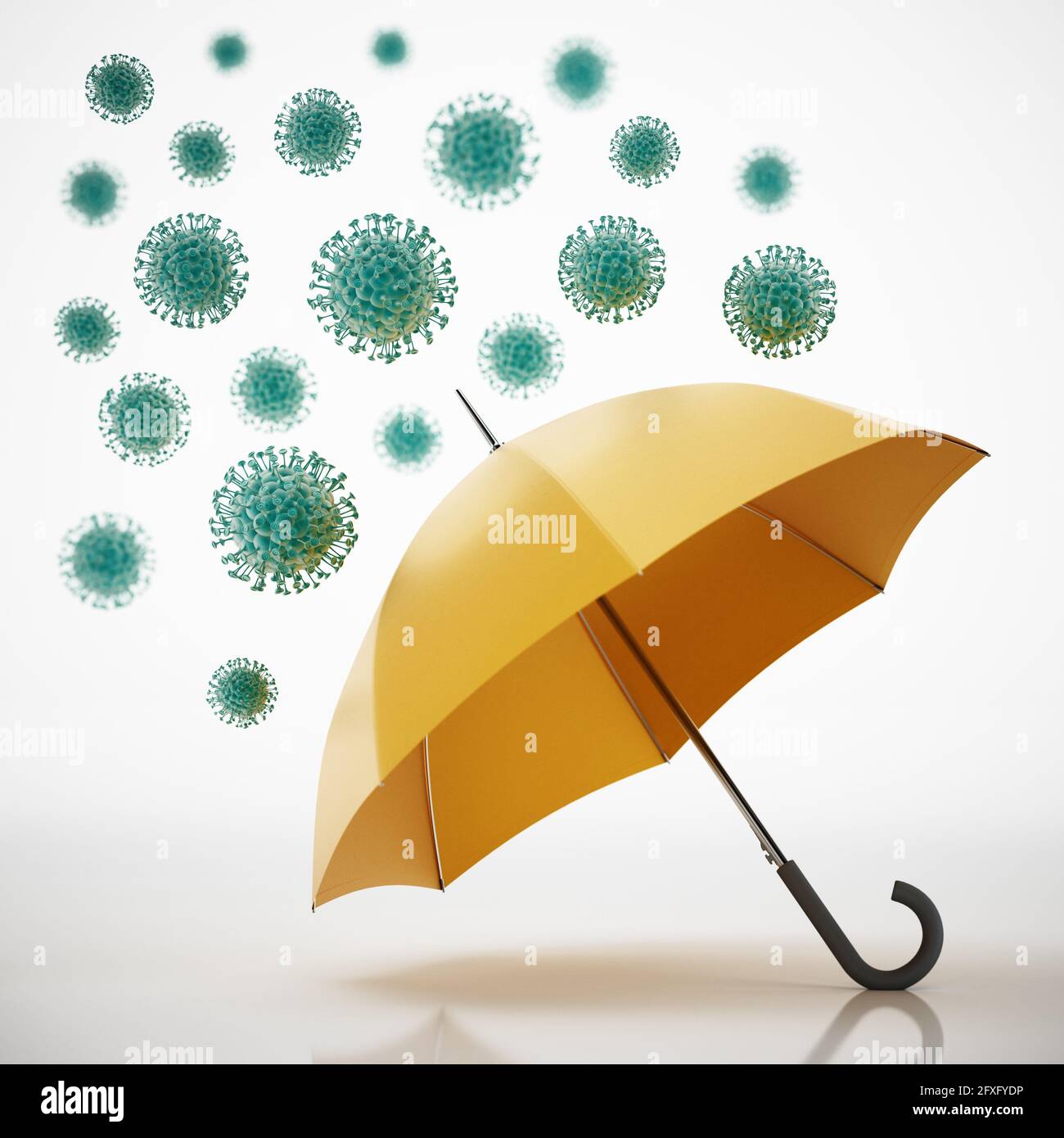 Virus sull'ombrello. Illustrazione 3D. Foto Stock