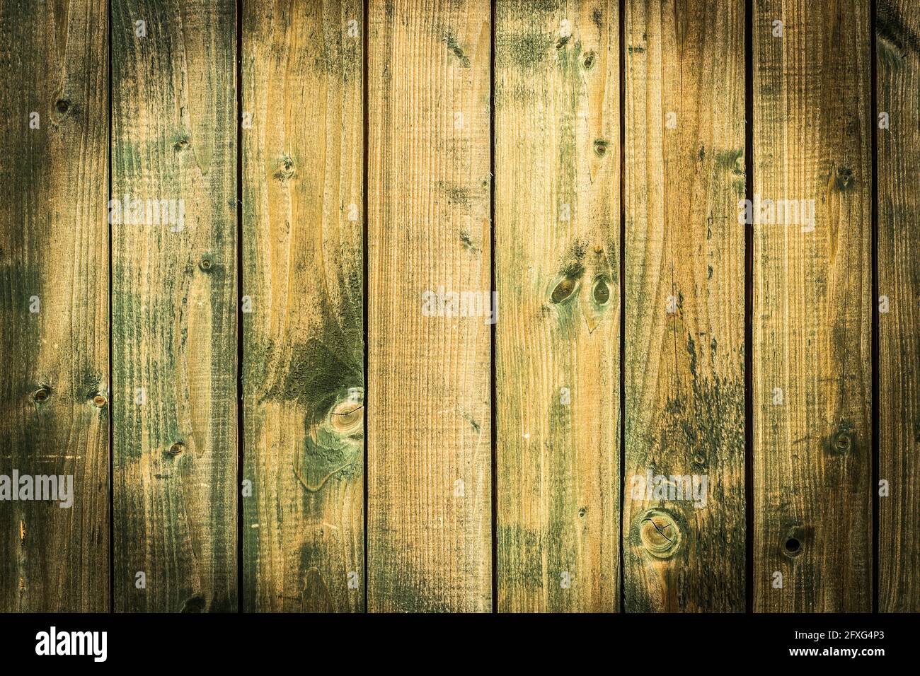 Struttura di sfondo in legno. Vecchie tavole di legno texture sfondo con vignette. Foto Stock