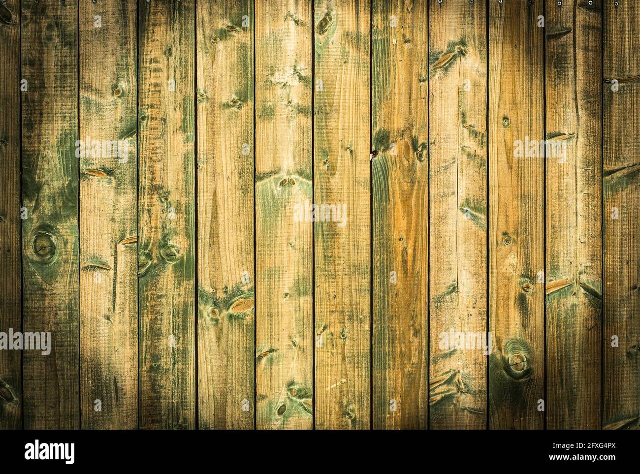 Struttura di sfondo in legno. Vecchie tavole di legno texture sfondo con vignette. Foto Stock