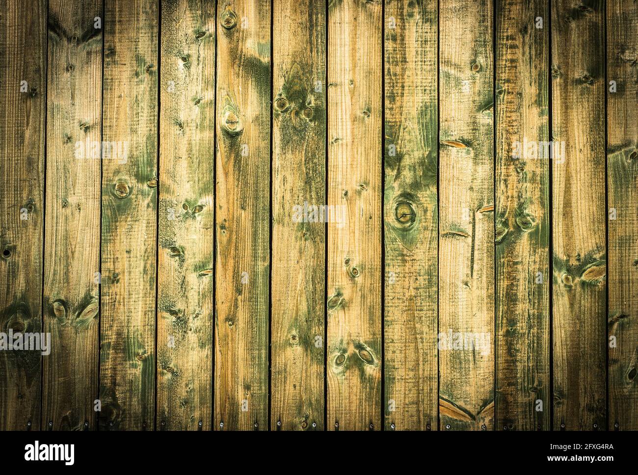 Struttura di sfondo in legno. Vecchie tavole di legno texture sfondo con vignette. Foto Stock