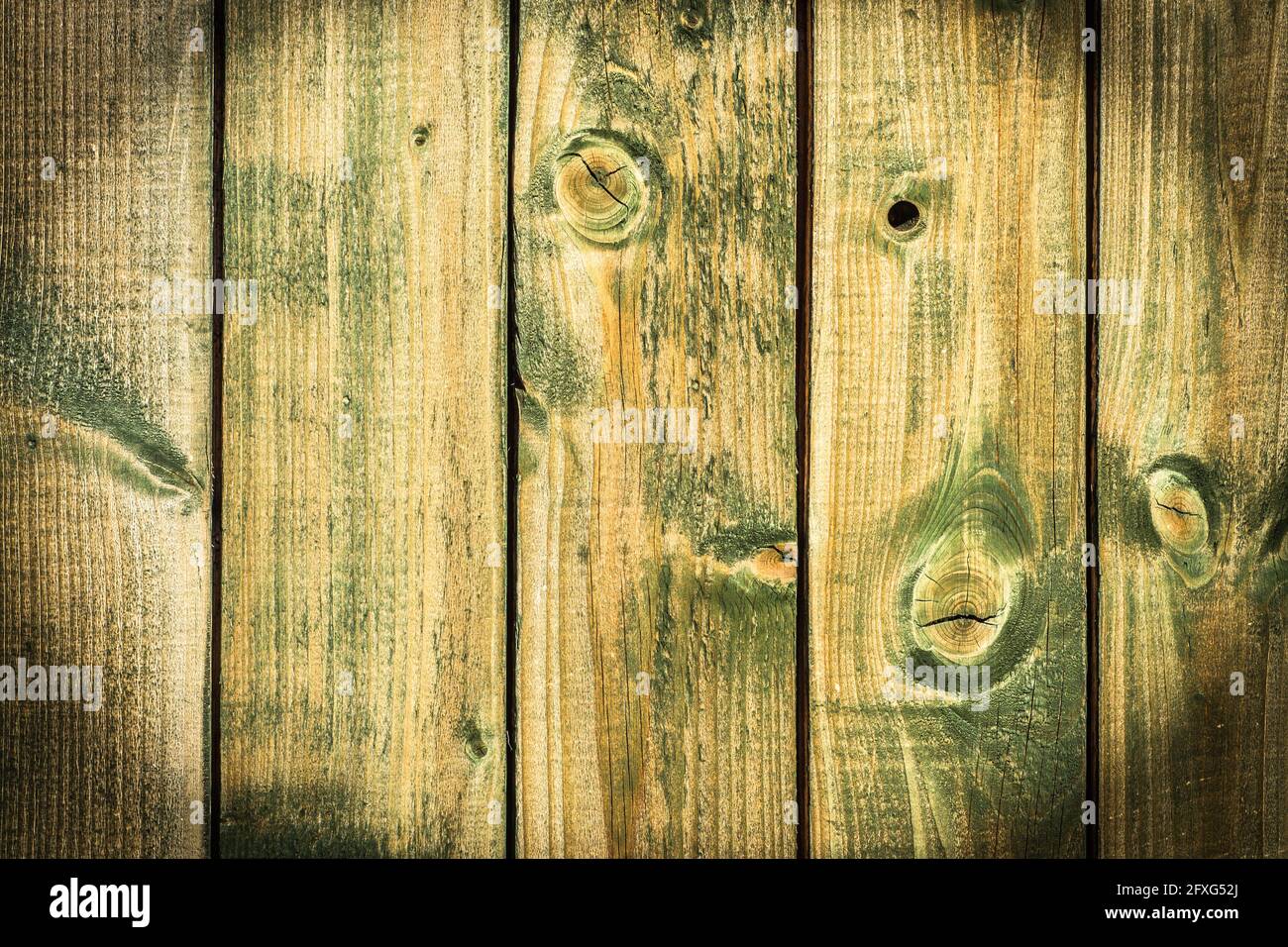 Struttura di sfondo in legno. Vecchie tavole di legno texture sfondo con vignette. Foto Stock