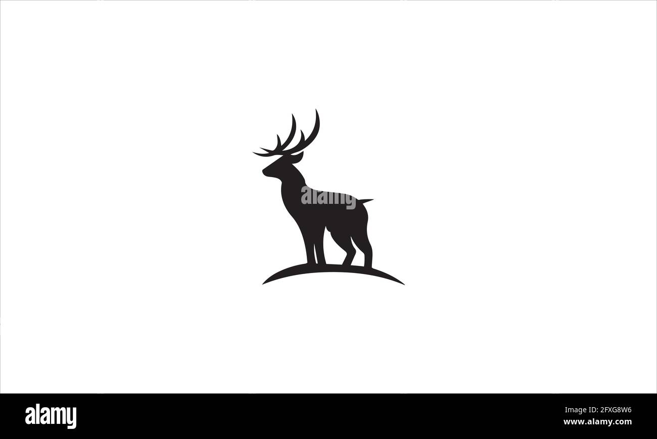 Icona nera modello vettoriale di illustrazione del design del logo Deer Illustrazione Vettoriale