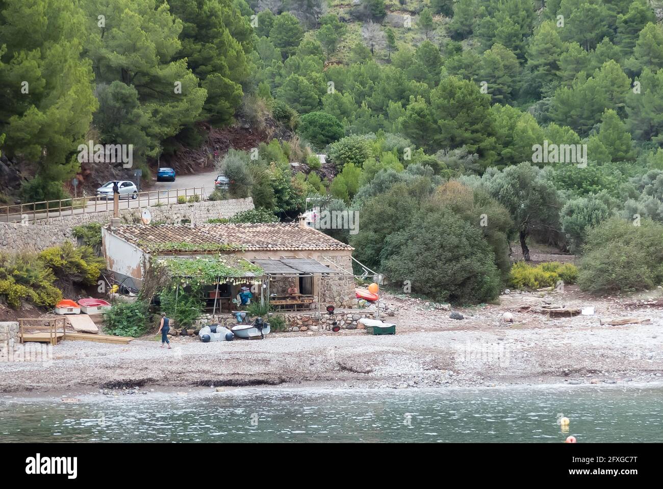 Maiorca 2018: La costa della Serra de Tramuntana tra Port de Soller e SA Calobra Foto Stock