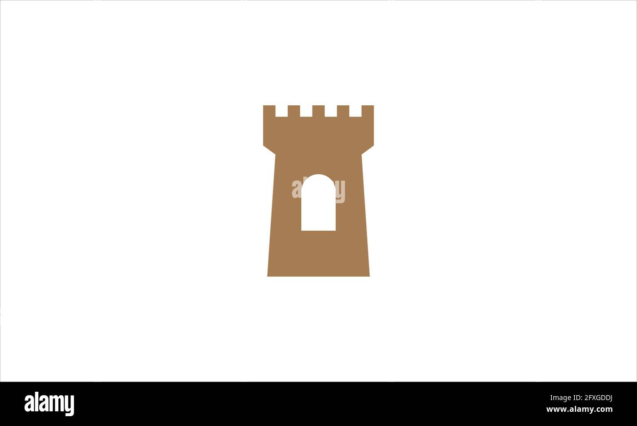 Torre del Castello icona Vector logo in colore marrone chiaro vettore illustrazione Illustrazione Vettoriale