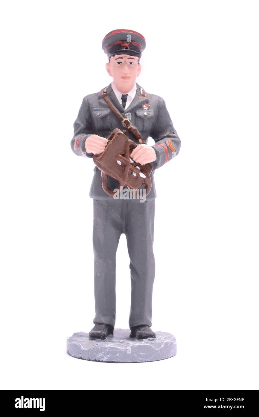 Tin Soldier Colonel Tank Division isolato su bianco Foto Stock