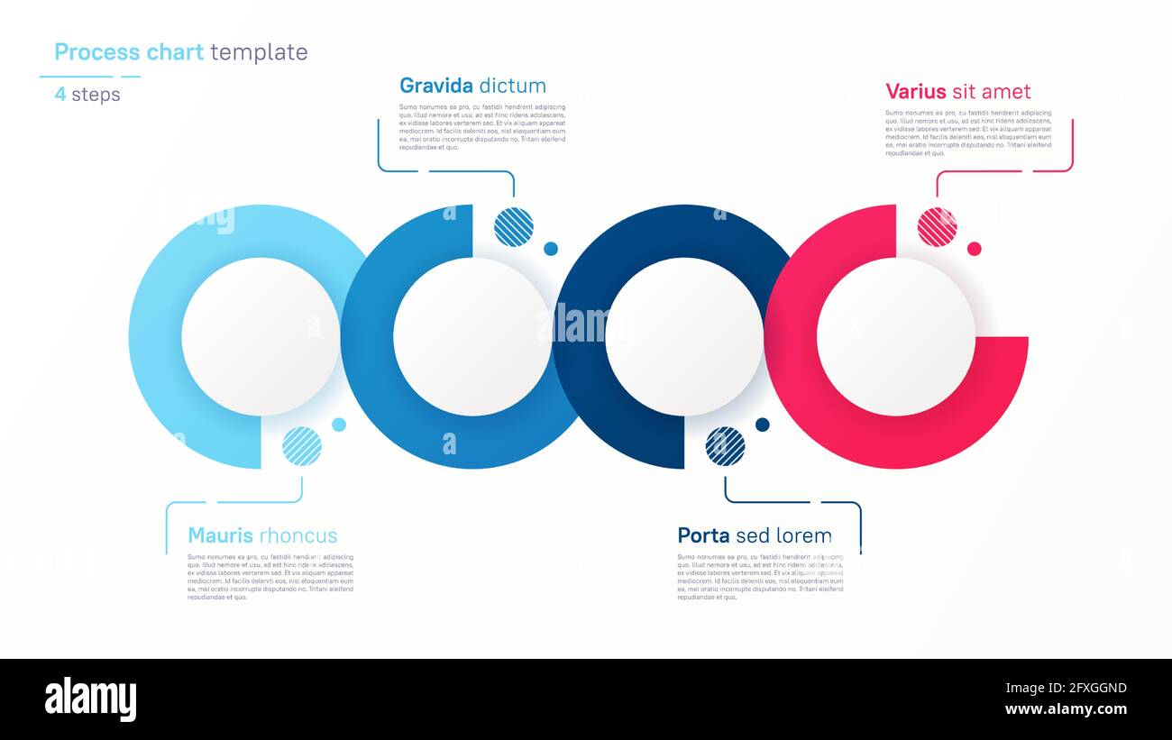 Progettazione di grafici di processo vettoriali, modello moderno per la creazione di infografiche, presentazioni, report, visualizzazioni Illustrazione Vettoriale