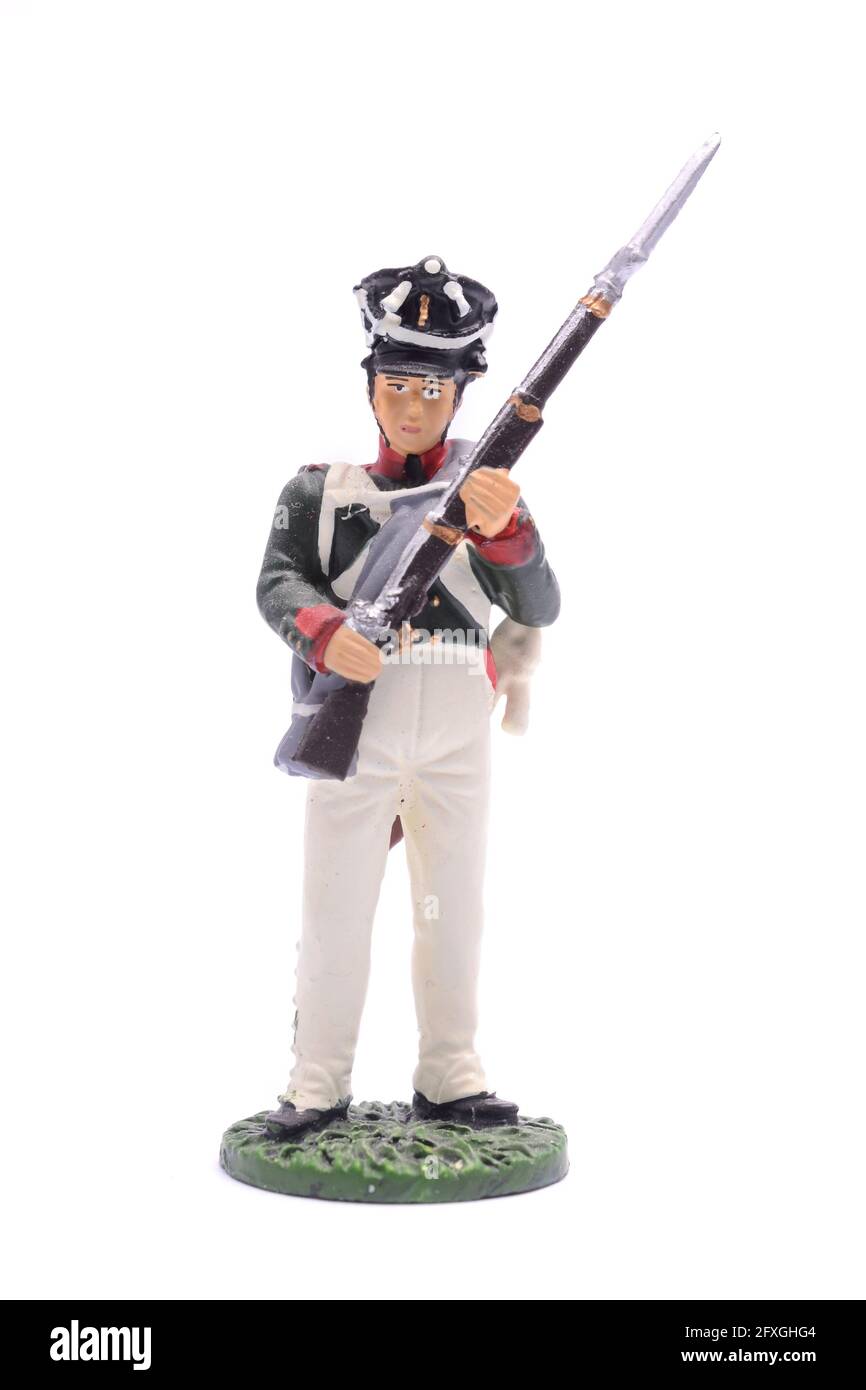 Soldato di stagno Odessa Reggimento fanteria, 1812 isolato su bianco Foto Stock
