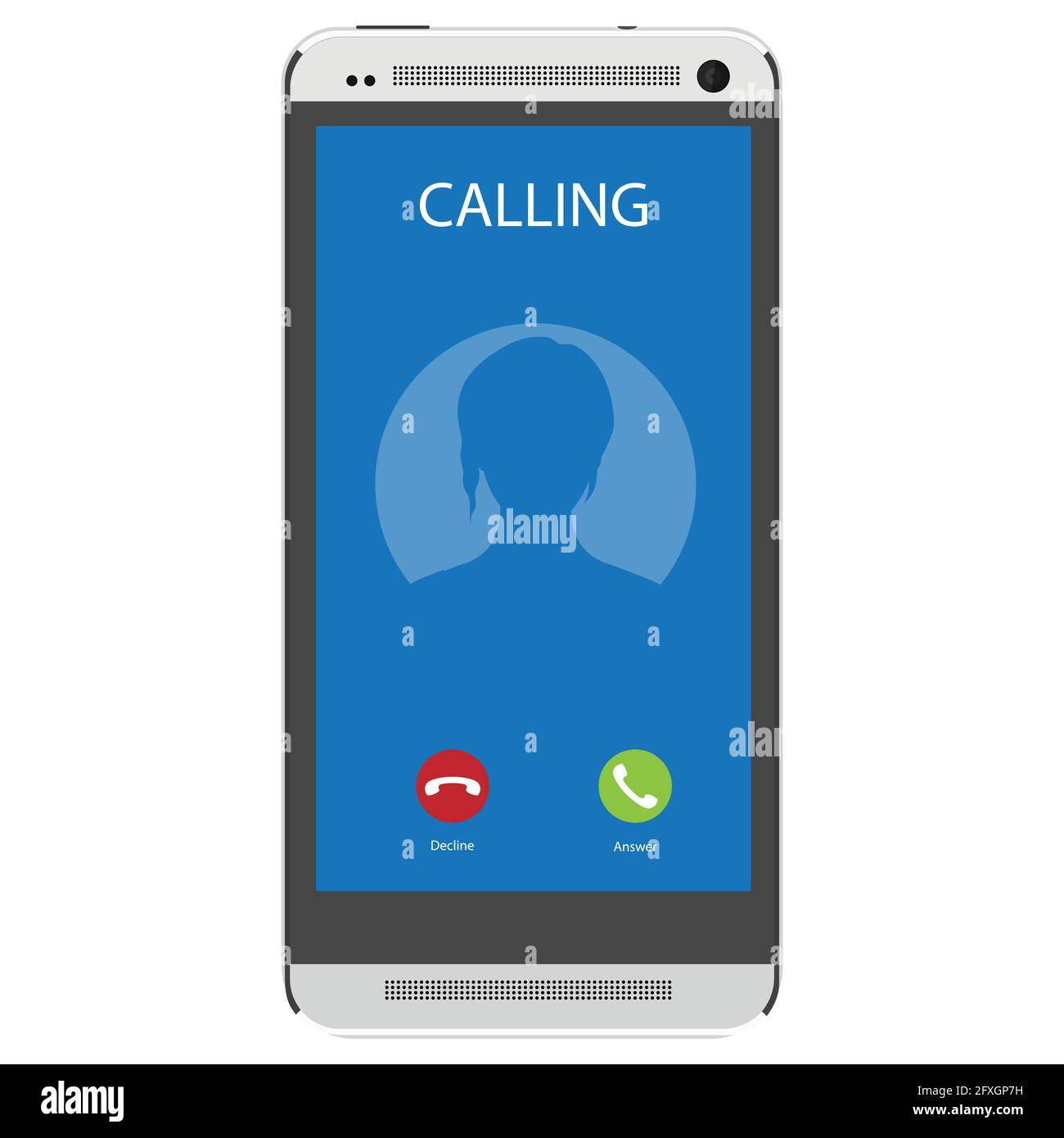 Chiamata in arrivo sulla schermata dello smartphone. Design piatto illustrazione vettoriale. Il servizio di chiamata. Un concetto moderno di banner web, siti web infographics. Creativ Illustrazione Vettoriale