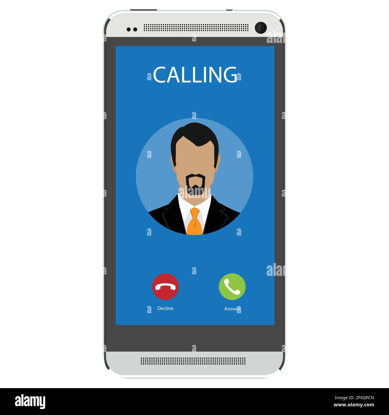 Chiamata in arrivo sulla schermata dello smartphone. Design piatto illustrazione vettoriale. Il servizio di chiamata. Un concetto moderno di banner web, siti web infographics. Creativ Illustrazione Vettoriale