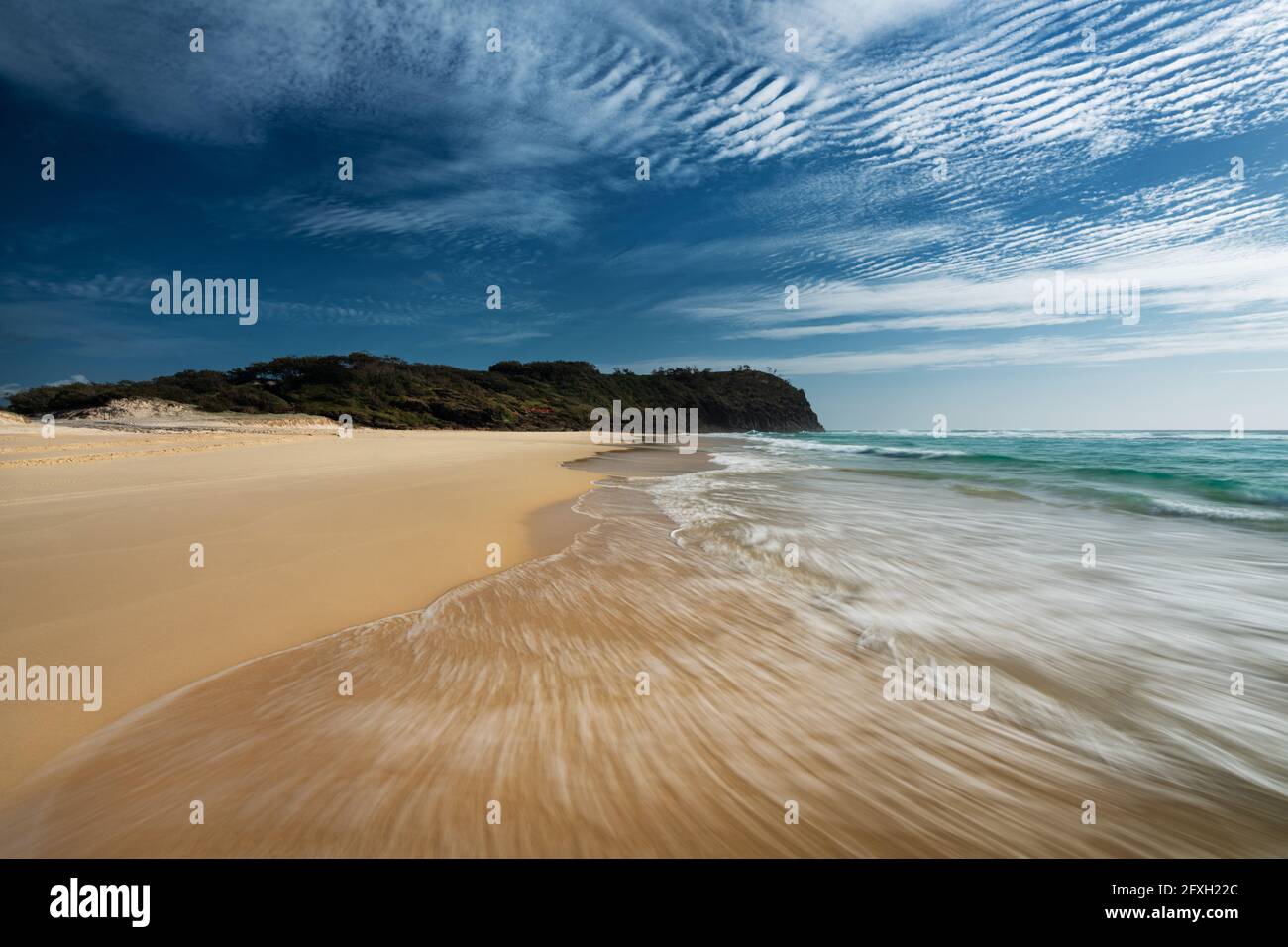 Famoso Indian Head sull'estremità settentrionale di Seventy Five Mile Beach di Fraser Island. Foto Stock