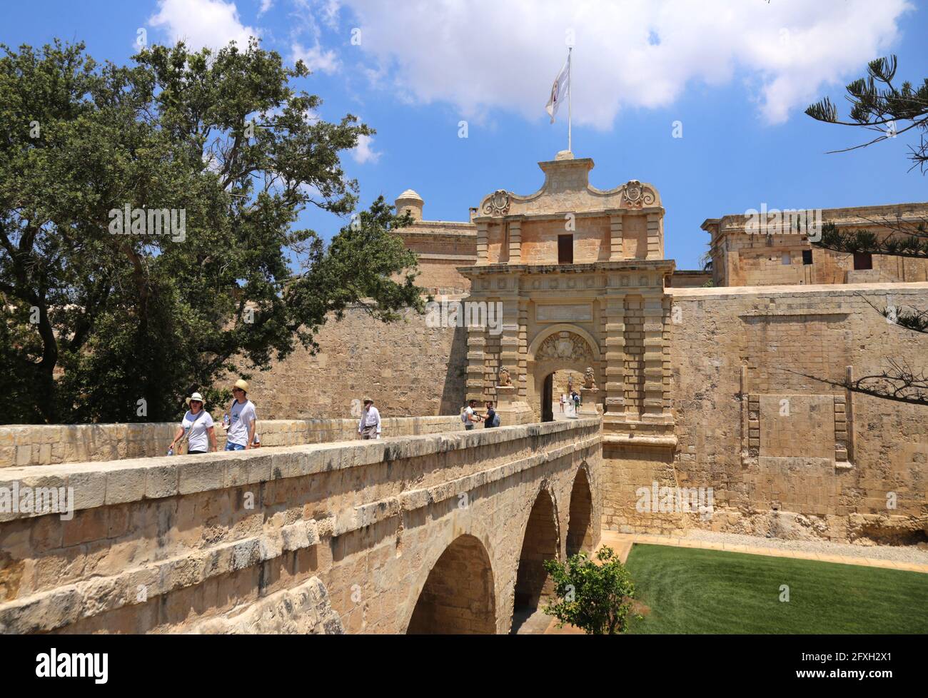 Mdina. Malta. Porta di Mdina, porta d'ingresso alla città vecchia di Mdina. Foto Stock