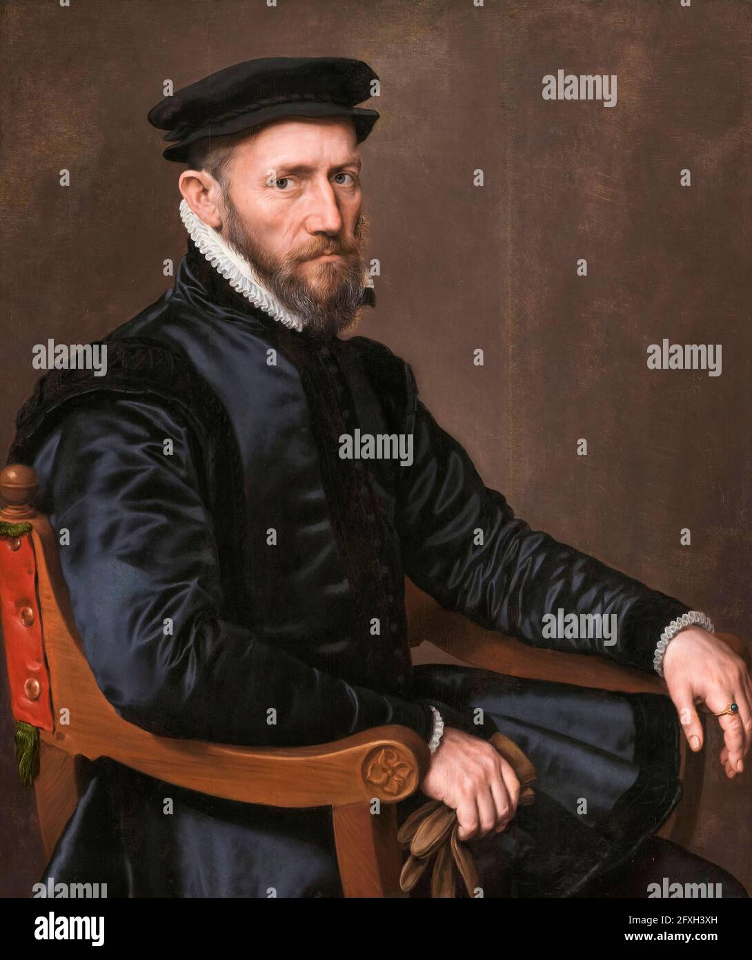 Sir Thomas Gresham il Vecchio (c.1518-1579), fu un mercante e finanziere inglese per conto di re Edoardo vi (1547-1553), della regina Maria i (1553-1558) e della regina Elisabetta i (1558-1603), fondatrice del Royal Exchange nella città di Londra, ritratto di Anthonis Mor, 1560-1565 Foto Stock