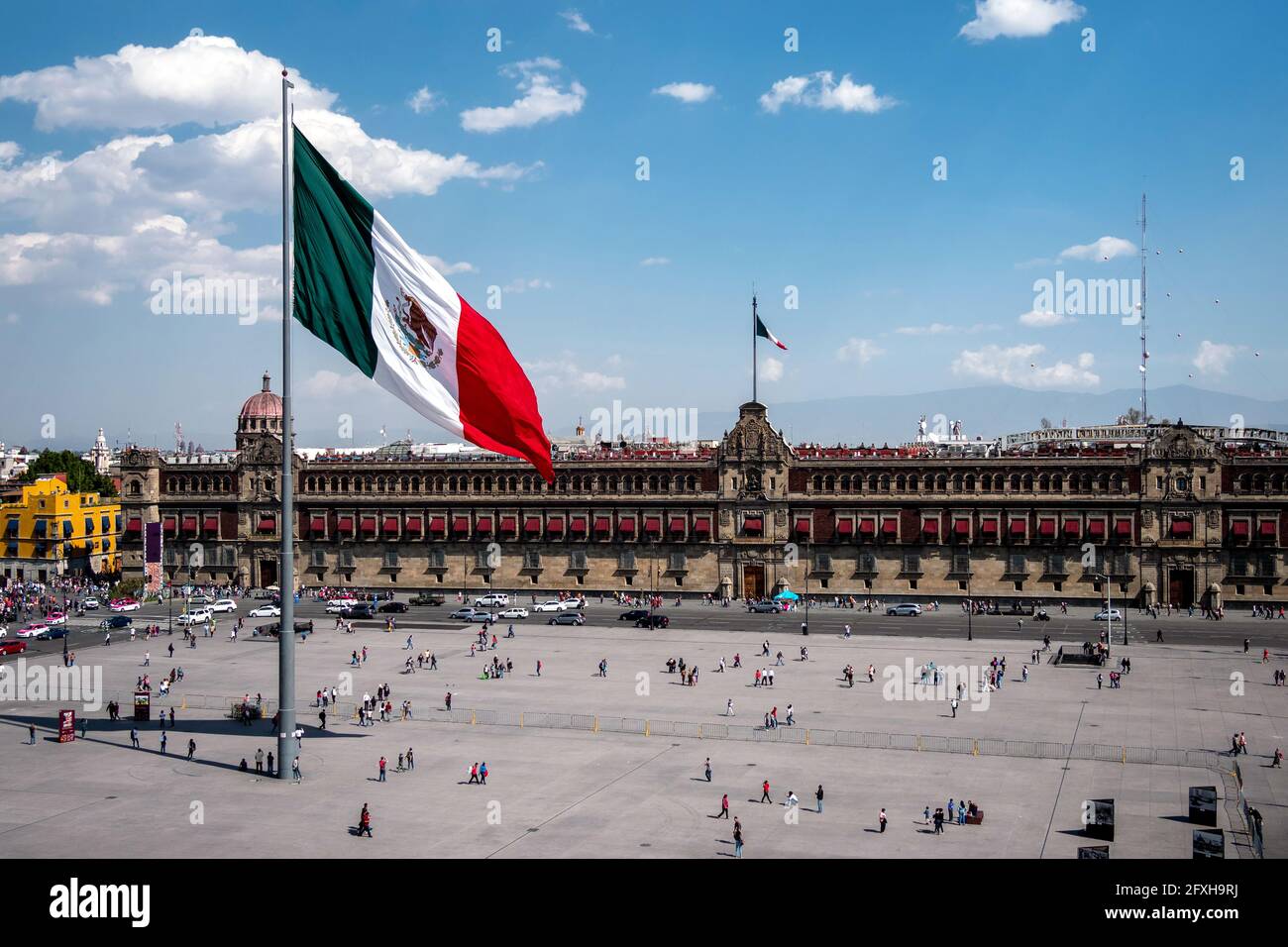 Edificio storico del Palazzo Nazionale in Plaza de la Constitucion a Città del Messico, Messico. Foto Stock