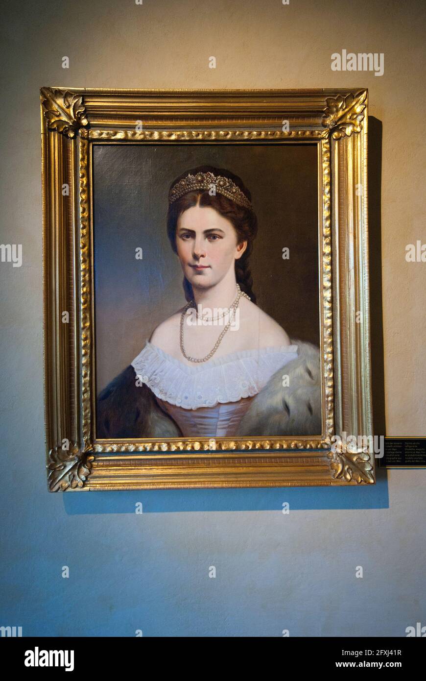 Ritratto di Elisabetta di Baviera imperatrice d'Austria (chiamata Sissi), olio su tela, Touriseum (museo del turismo), Merano, Trentino-Alto Adige, Italia Foto Stock