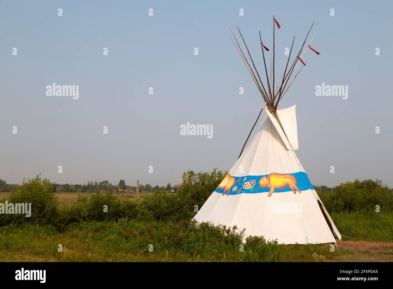 TIPI a Winnipeg, Canada. I tipi si trovano a Fort Whyte Alive. Foto Stock