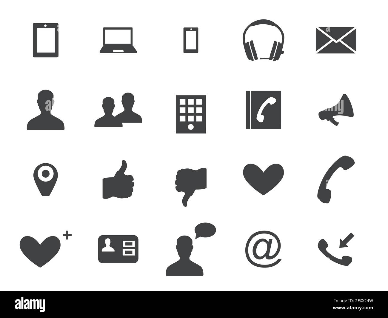 Il contatto del vettore di comunicazione, il set di icone di raccolta, Illustrazione Vettoriale