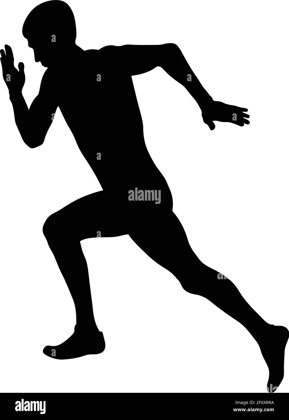 atleta maschile che inizia a correre in una silhouette nera da corsa Illustrazione Vettoriale
