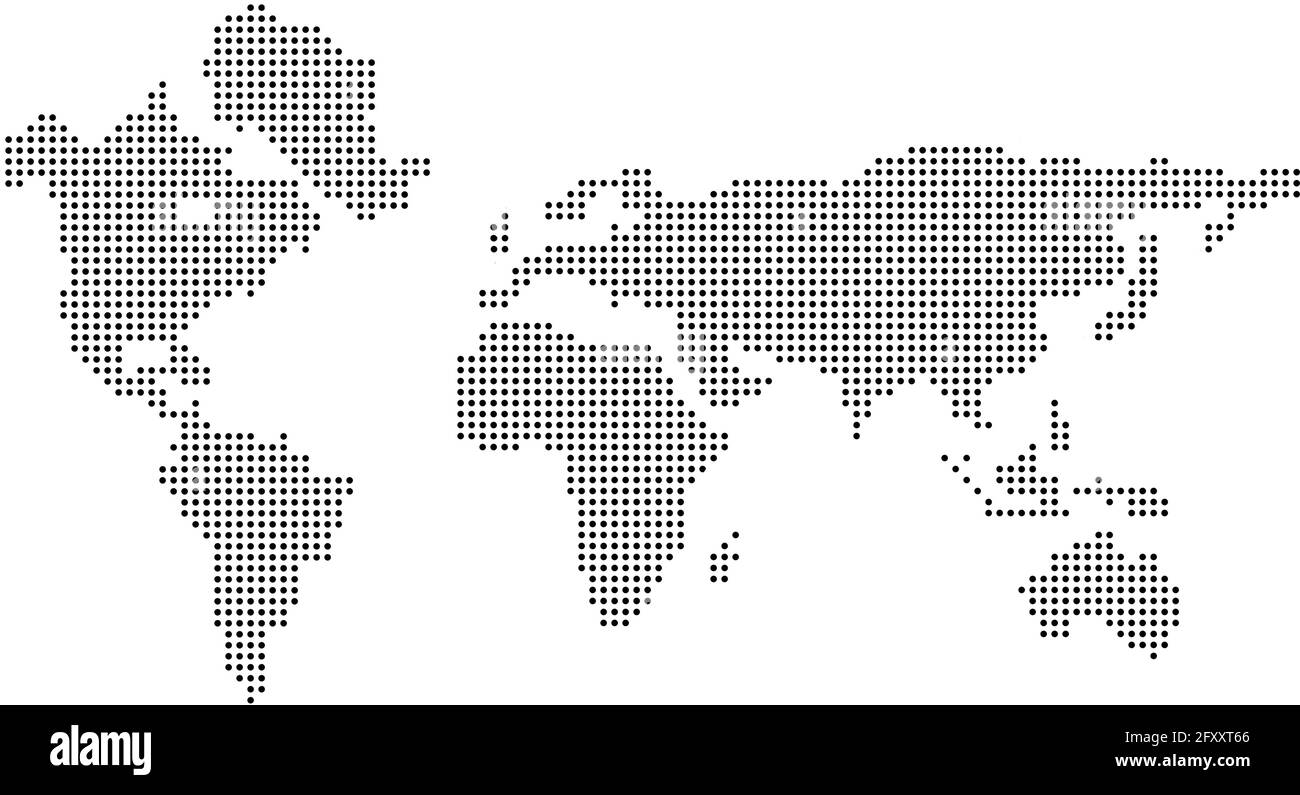 Illustrazione Vettoriale punteggiato mappa Mondo isolato su sfondo bianco. Illustrazione Vettoriale